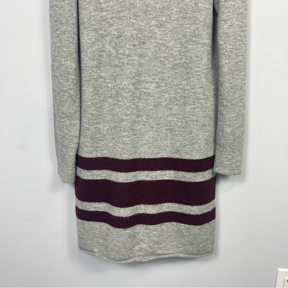 PAIGE Maison Cardigan Grey & Cabernet Stripe Open Front Alpaca Duster Sweater M - Picture 8 of 16